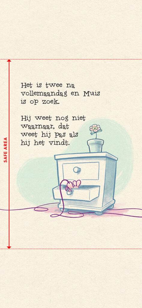 Een voorbeeld van de pagina-opmaak met de safe area voor content